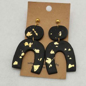 Sweet Tree Earrings Black/W Gold Flecks Earrings #251